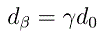 LaTeX: d_\beta = \gamma^2 d_0 \sqrt{1 - \beta^2  \sin^2 \phi_0 }